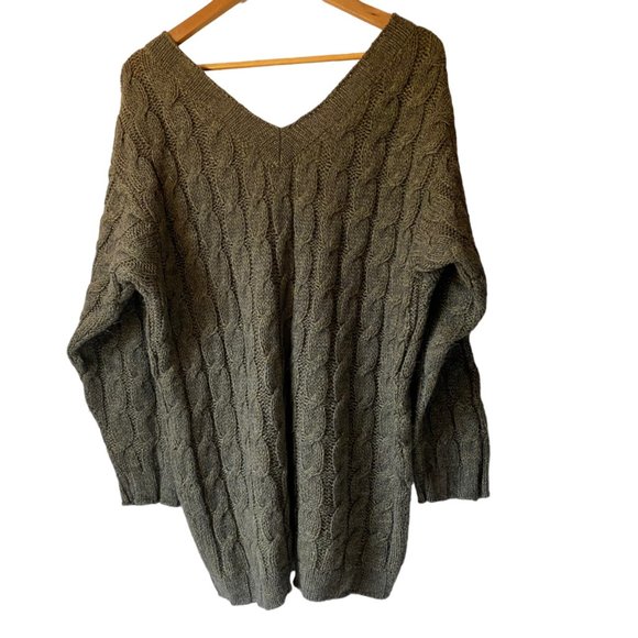 Pietro Pianforini alpaca blend cableknit cardigan sweater gray yellow women 42/x - Picture 2 of 7